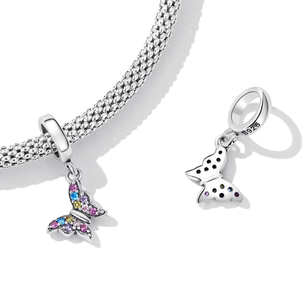 Presentski Butterfly Charm for European Bracelets 925 Sterling Silver Charm Cubic Zirconia Bead for Bracelets Pendant Necklaces Birthday Gift for Girls Women