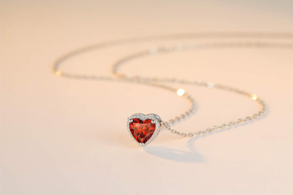 Presentski Birthstone Heart Women Necklaces, 925 Sterling Silver Birthstone Pendant Necklace, Adjustable Chain Gift Box, 12 Months Jewellery Valentines Gift for Her Wife Girls Mom Birthday Wedding