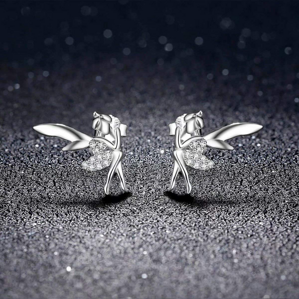 Presentski Fairy Stud Earrings 925 Silver Fashion Personality Trendy Ear Studs Gifts for Girls and Women