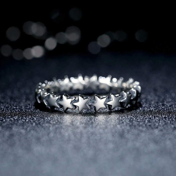 Presentski 925 Sterling Silver Star Ring Stackable Rings Eternity Promise Rings for her