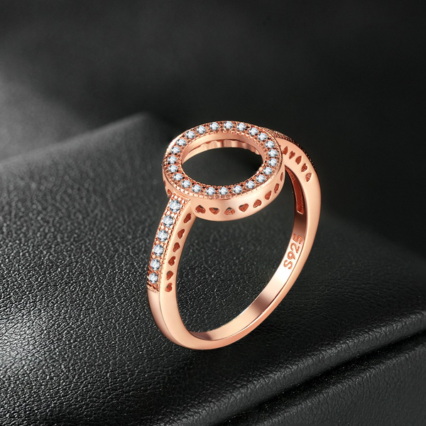 Presentski Hearts of Halo Ring Rose Gold Diamond 925 Sterling Silver with 5A Cubic Zirconia Engagement Ring for Women