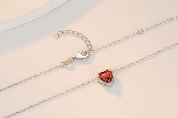 Presentski Birthstone Heart Women Necklaces, 925 Sterling Silver Birthstone Pendant Necklace, Adjustable Chain Gift Box, 12 Months Jewellery Valentines Gift for Her Wife Girls Mom Birthday Wedding