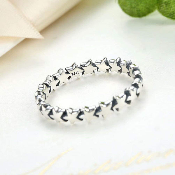 Presentski 925 Sterling Silver Star Ring Stackable Rings Eternity Promise Rings for her