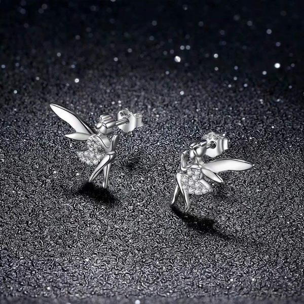 Presentski Fairy Stud Earrings 925 Silver Fashion Personality Trendy Ear Studs Gifts for Girls and Women