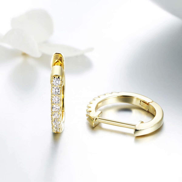 Presentski Gold Plated Zircon Tiny Huggie Hoop Earrings 925 Sterling Silver Fashion Trend Earrings as Gift for Girlfriends