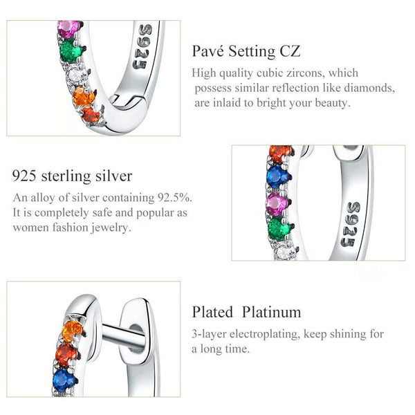 Presentski Tiny Huggie Hoop Earrings 925 Sterling Silver Inlaid Colorful Delicate Cubic Zirconia Colorful Huggies Hoop Earrings as Gift for Women and Girls Girlfriends