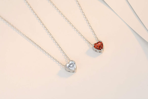 Presentski Birthstone Heart Women Necklaces, 925 Sterling Silver Birthstone Pendant Necklace, Adjustable Chain Gift Box, 12 Months Jewellery Valentines Gift for Her Wife Girls Mom Birthday Wedding