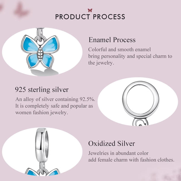 Presentski Butterfly Charm for European Bracelets 925 Sterling Silver Charm Cubic Zirconia Bead for Bracelets Pendant Necklaces Birthday Gift for Girls Women