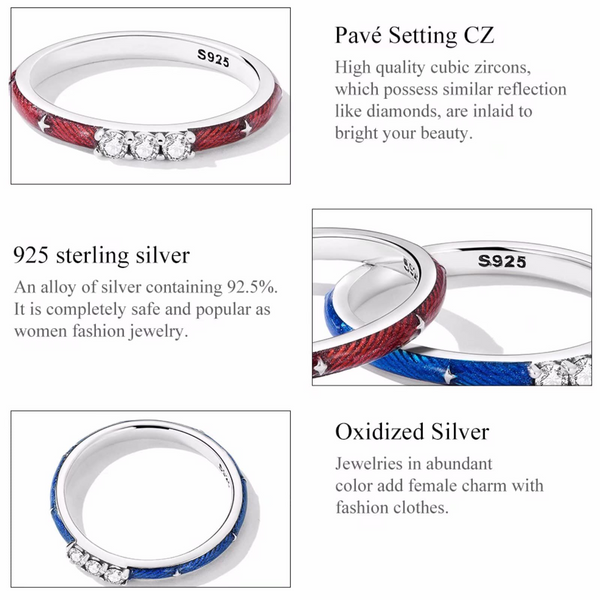 Presentski 2mm Enamel Stackable Rings for Women Girl, 925 Sterling Silver Eternity Wedding Engagement Bands Rings Sparkling Cubic Zirconia Promise Rings