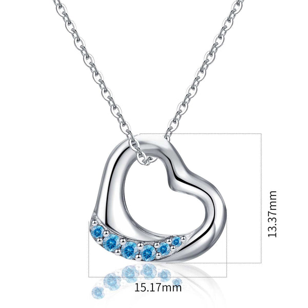 Presentski Floating Heart Birthstone Necklace for Women: 925 Sterling Silver Open Heart Pendant Necklaces Sparkling Cubic Zirconia Necklace, Meaningful Birthday Jewelry Gifts for Teen Girls (Adjustable Chain)