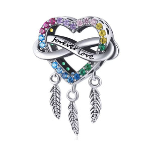 Presentski Silver Dream Catcher Forever Charms Beads Fit Original Bracelet Bangle For Women Rainbow Pendant DIY