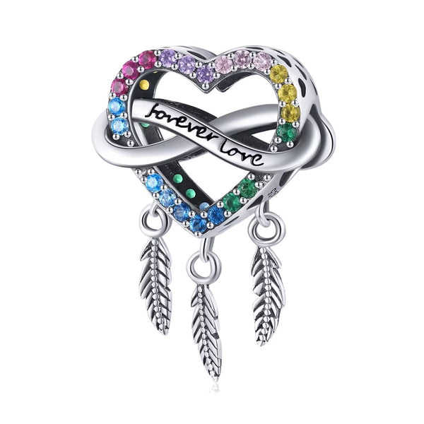 Presentski Silver Dream Catcher Forever Charms Beads Fit Original Bracelet Bangle For Women Rainbow Pendant DIY