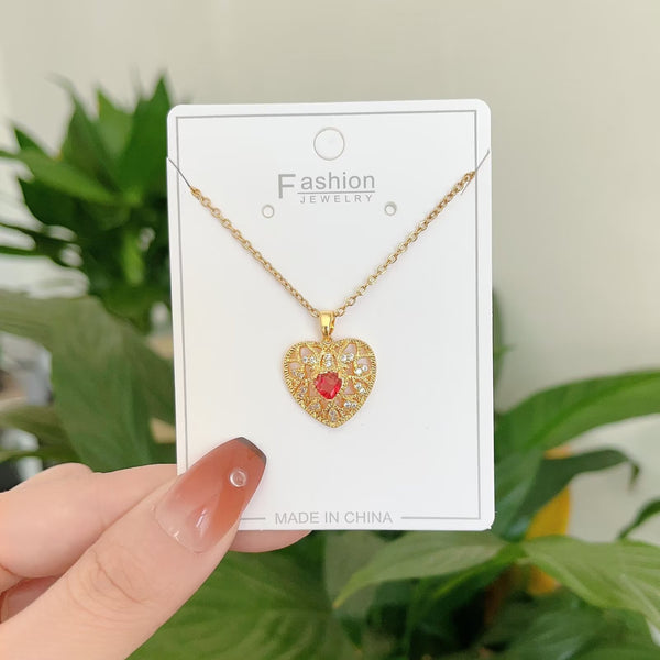 Presentski Sparkling Heart Hollow Pendant Necklace TN090