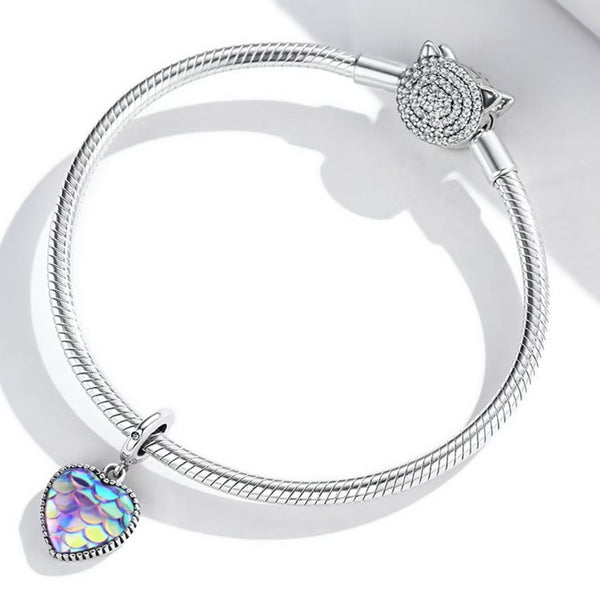 Presentski Retro S925 Mermaid Charm Pendant fit for Women Original Colorful Bracelet or Necklace