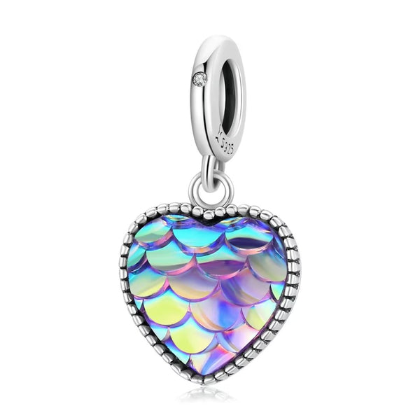 Presentski Retro S925 Mermaid Charm Pendant fit for Women Original Colorful Bracelet or Necklace