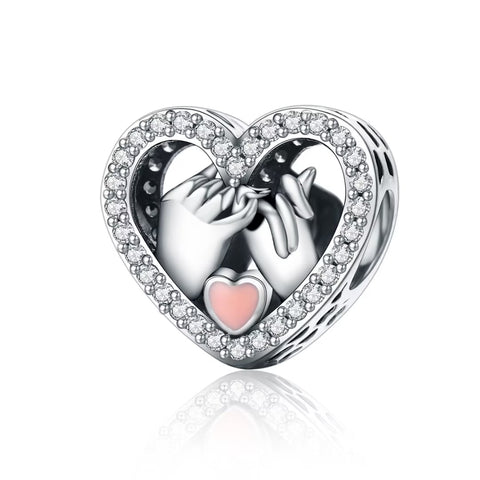 Presentski Hands Sign Charm Handheld Game Console Heart Love 925 Sterling Silver Charms for Original Bracelet Women