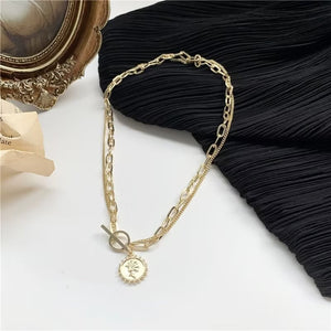 Presentski Creative Double Chain Head Pendant Necklace TN022