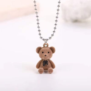 Presentski Cute Furry Bear Pendant Necklace TN012