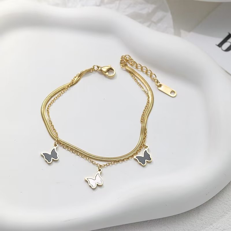 [TB060] Presentski Double-layer Flying Butterfly Pendant Bracelet for Women