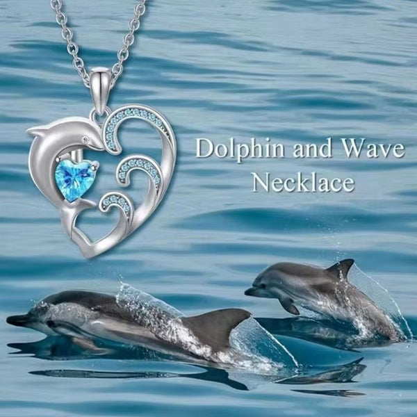 Presentski Heart Shaped Hollow Dolphin Pendant Necklace TN007