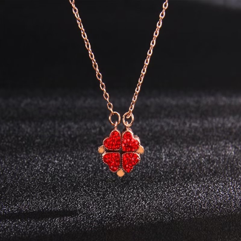 Presentski Shiny Red Hearts Pendant Necklace TN047