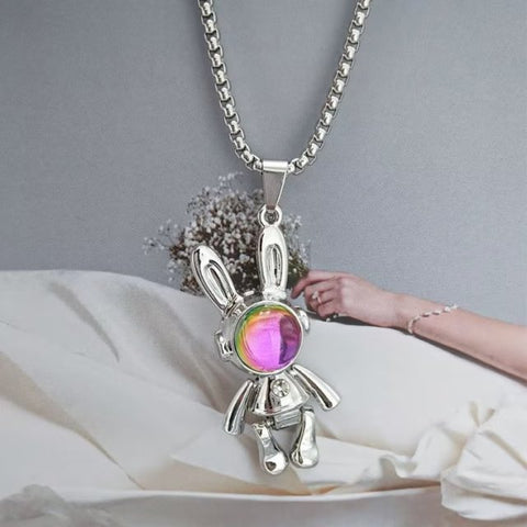 Presentski Movable Astronaut Rabbit Pendant Necklace TN009