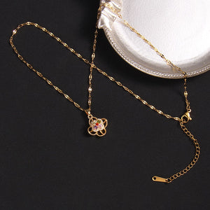 Presentski Rotating Sparkling Colorful Petals Flower Pendant Spinner Necklace TSN012