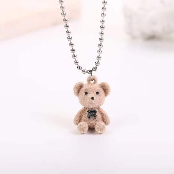 Presentski Cute Furry Bear Pendant Necklace TN012