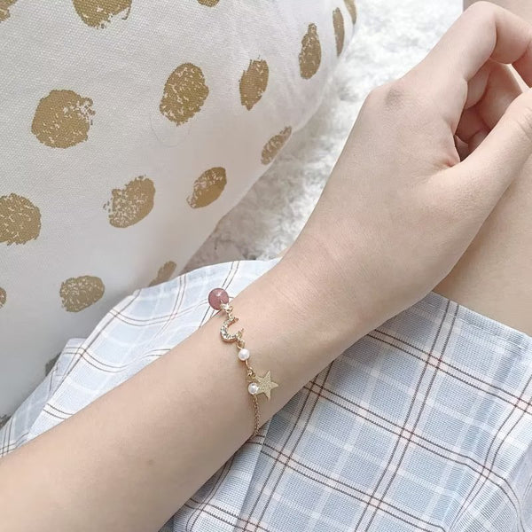 [TB036] Presentski Sparkling Star Moon Bead Adjustable Bracelet