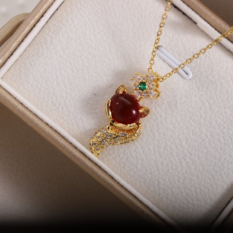 [TN107] Presentski Lovely Cute Fox Pendant Necklace