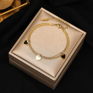 [TB056] Presentski Double-layer Heart-shaped Pendant Bracelet for Women