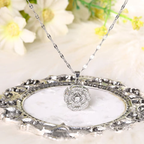 [Silver-Spinner Necklace Set TKHP-SN02] Presentski Fashion Spinner Necklace with Stainless Steel Chain Choose Your Style