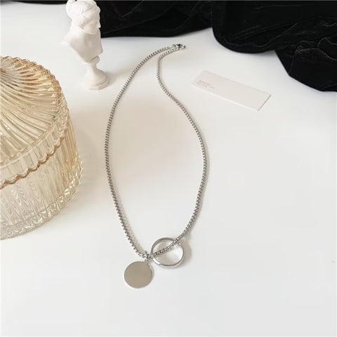 Presentski Creative Disc Ring Pendant Necklace TN023