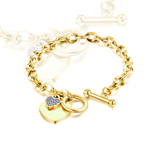 [TB061] Presentski Shiny Heart Pendant Bracelet For Women