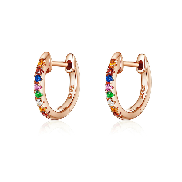 Presentski Tiny Huggie Hoop Earrings 925 Sterling Silver Inlaid Colorful Delicate Cubic Zirconia Colorful Huggies Hoop Earrings as Gift for Women and Girls Girlfriends