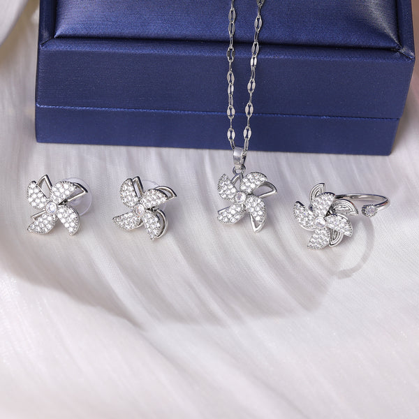 Presentski Windmills Spinner Necklace Ring Earrings Set With Gift Box SP08T