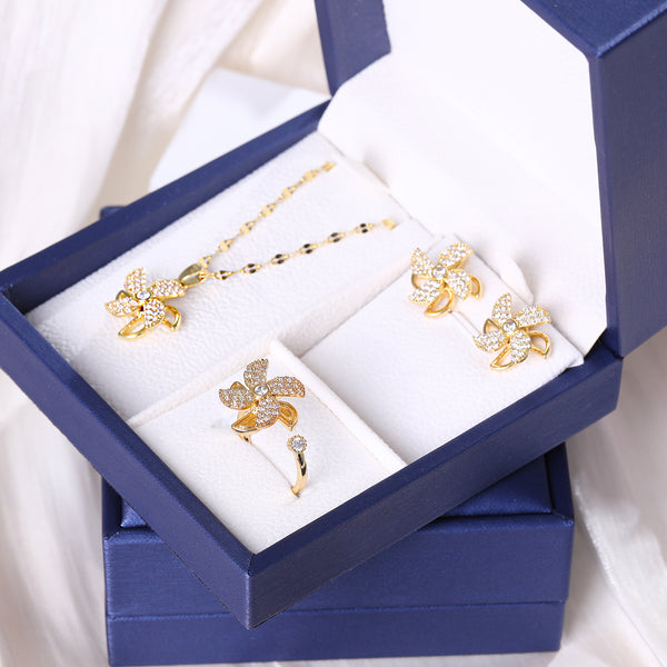 Presentski Windmills Spinner Necklace Ring Earrings Set With Gift Box SP08T