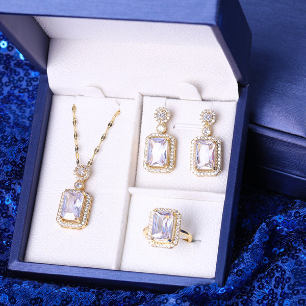 Presentski Dainty Square Shaped Jewelry Set T3S019