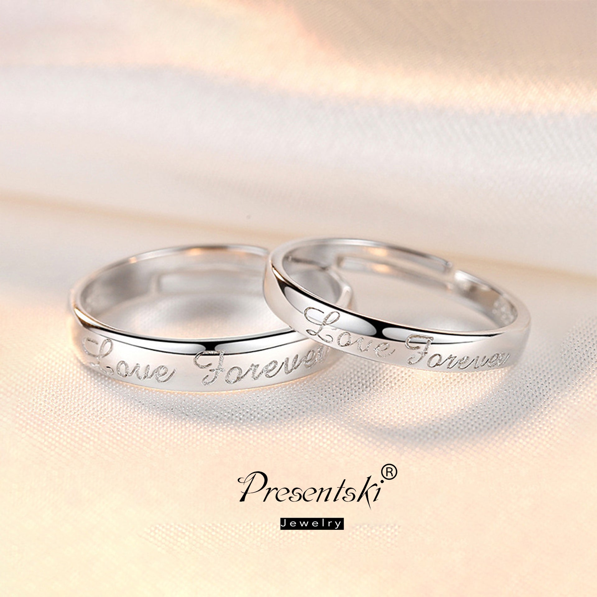 [TR079] Presentski Fashion Couple's Eternal Love for Ring Simple Opening Adjustable Engraved Ring